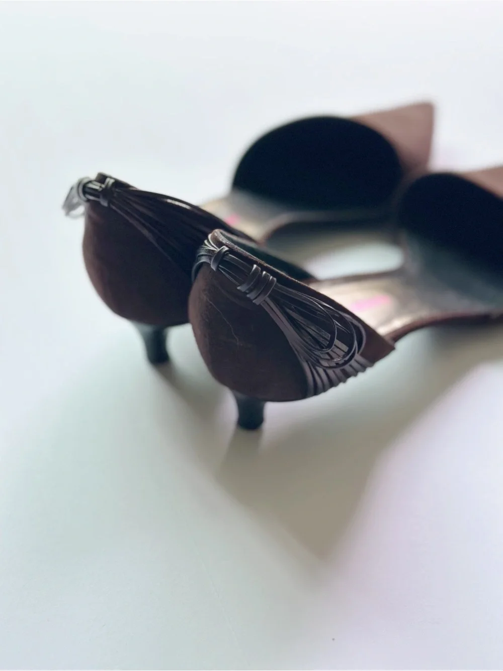 Giorgio Armani Vintage Suede Brown D’Orsay Pump Heels